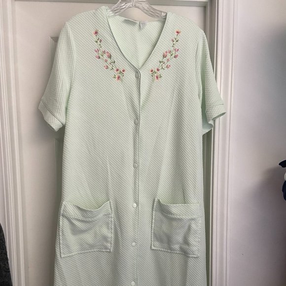Coffee Time Women's Mint Green House Coat/Duster - Picture 1 of 5